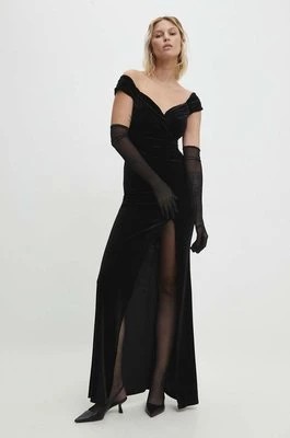 Zdjęcie produktu Answear Lab sukienka welurowa kolor czarny maxi dopasowana