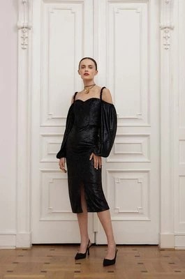 Zdjęcie produktu Answear Lab sukienka welurowa kolor czarny mini dopasowana