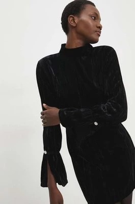 Zdjęcie produktu Answear Lab sukienka welurowa kolor czarny mini rozkloszowana