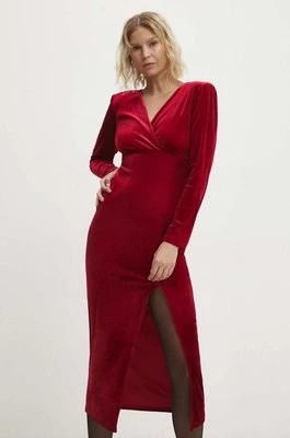 Zdjęcie produktu Answear Lab sukienka welurowa kolor czerwony maxi dopasowana