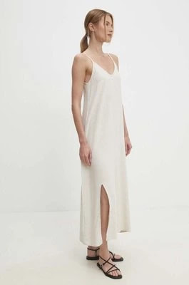 Zdjęcie produktu Answear Lab sukienka z lnem kolor beżowy maxi rozkloszowana