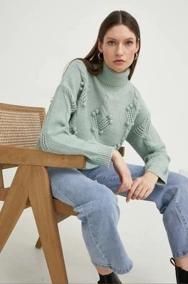 Zdjęcie produktu Answear Lab sweter damski kolor zielony ciepły z golfem