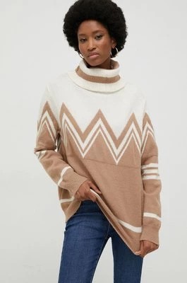 Zdjęcie produktu Answear Lab sweter z wełną damski kolor beżowy z golfem