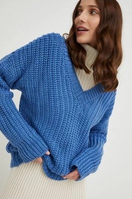 Zdjęcie produktu Answear Lab sweter z wełną damski kolor niebieski ciepły