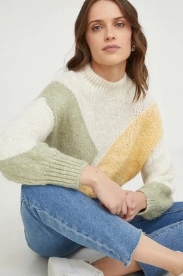 Zdjęcie produktu Answear Lab sweter z wełną kolor beżowy z półgolfem