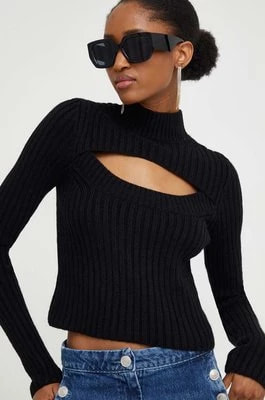 Zdjęcie produktu Answear Lab sweter z wełną kolor czarny lekki z półgolfem