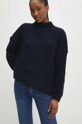 Zdjęcie produktu Answear Lab sweter z wełną kolor granatowy ciepły