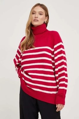 Zdjęcie produktu Answear Lab sweter z wełną kolor różowy ciepły z golfem
