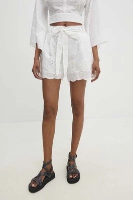 Zdjęcie produktu Answear Lab szorty bawełniane kolor biały gładkie high waist