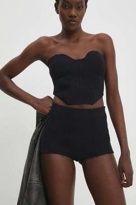 Zdjęcie produktu Answear Lab szorty bawełniane kolor czarny gładkie high waist