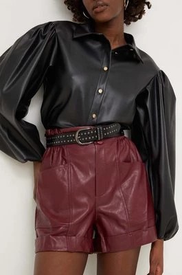 Zdjęcie produktu Answear Lab szorty damskie kolor bordowy gładkie high waist