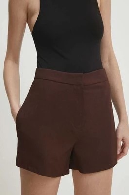 Zdjęcie produktu Answear Lab szorty damskie kolor brązowy gładkie high waist