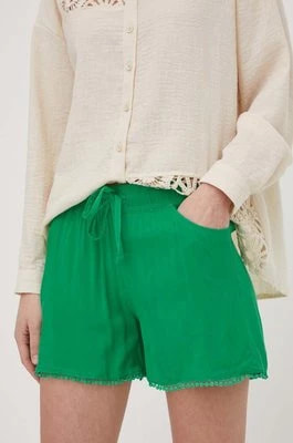 Zdjęcie produktu Answear Lab szorty damskie kolor zielony gładkie high waist