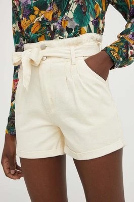 Zdjęcie produktu Answear Lab szorty jeansowe damskie kolor beżowy gładkie high waist