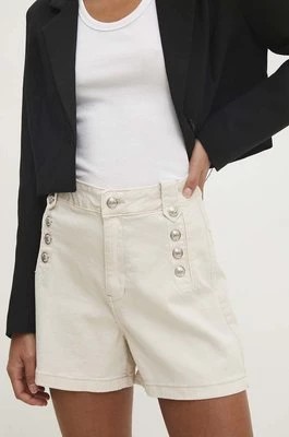 Zdjęcie produktu Answear Lab szorty jeansowe damskie kolor beżowy gładkie high waist