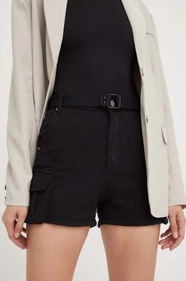Zdjęcie produktu Answear Lab szorty jeansowe damskie kolor czarny gładkie high waist
