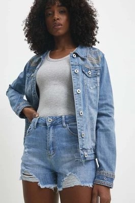 Zdjęcie produktu Answear Lab szorty jeansowe damskie kolor niebieski gładkie medium waist