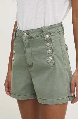 Zdjęcie produktu Answear Lab szorty jeansowe damskie kolor zielony gładkie high waist