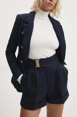 Zdjęcie produktu Answear Lab szorty z wełną kolor granatowy gładkie high waist