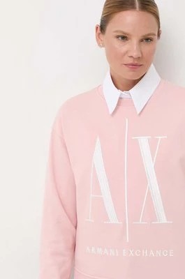 Zdjęcie produktu Armani Exchange bluza bawełniana damska kolor różowy z aplikacją