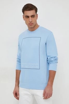 Zdjęcie produktu Armani Exchange bluza bawełniana męska kolor niebieski z nadrukiem 3DZMHH ZJGGZ