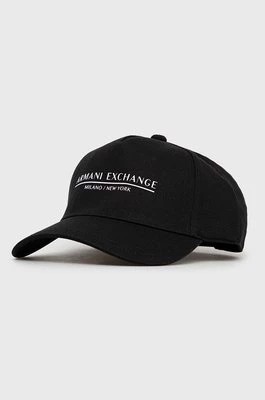Zdjęcie produktu Armani Exchange czapka bawełniana kolor czarny z nadrukiem