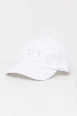 Zdjęcie produktu Armani Exchange czapka z daszkiem bawełniana kolor biały gładka 944206 4R108