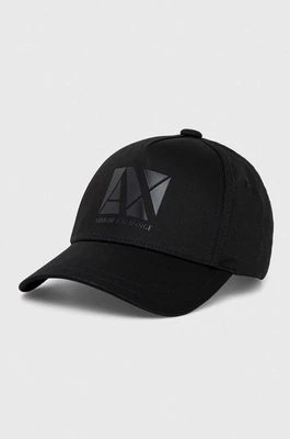 Zdjęcie produktu Armani Exchange czapka z daszkiem bawełniana kolor czarny z aplikacją 944200 4R100