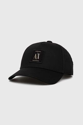 Zdjęcie produktu Armani Exchange czapka z daszkiem bawełniana kolor czarny z aplikacją 954219 CC812