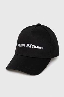 Zdjęcie produktu Armani Exchange czapka z daszkiem bawełniana kolor czarny z nadrukiem