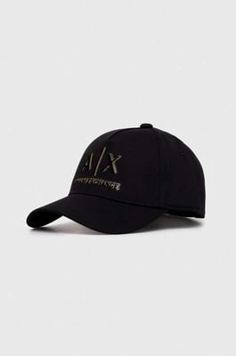 Zdjęcie produktu Armani Exchange czapka z daszkiem bawełniana kolor czarny z nadrukiem 954227 4R121
