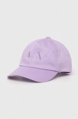 Zdjęcie produktu Armani Exchange czapka z daszkiem bawełniana kolor fioletowy gładka 944206 4R108