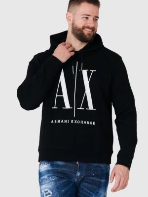 Zdjęcie produktu ARMANI EXCHANGE Czarna bluza męska z kapturem i wyszywanym logo