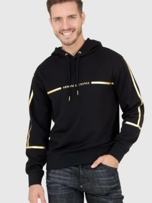Zdjęcie produktu ARMANI EXCHANGE Czarna bluza męska z kapturem ze złotym logo