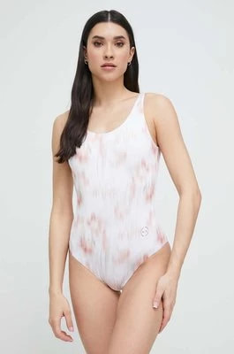 Zdjęcie produktu Armani Exchange jednoczęściowy strój kąpielowy kolor biały miękka miseczka
