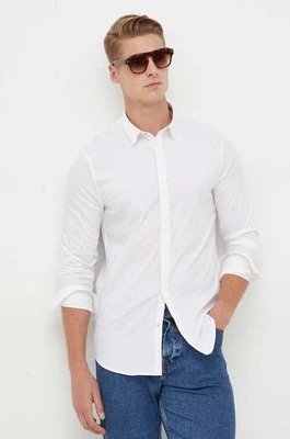 Zdjęcie produktu Armani Exchange koszula męska kolor beżowy slim z kołnierzykiem button-down
