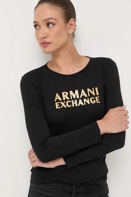 Zdjęcie produktu Armani Exchange longsleeve bawełniany kolor czarny
