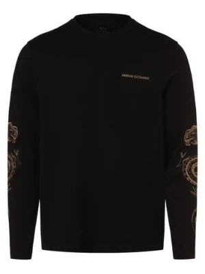 Zdjęcie produktu Armani Exchange Męska koszulka z długim rękawem Mężczyźni Bawełna czarny jednolity,