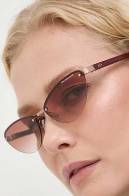 Zdjęcie produktu Armani Exchange okulary przeciwsłoneczne damskie kolor bordowy