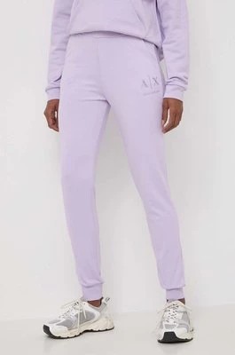 Zdjęcie produktu Armani Exchange spodnie dresowe bawełniane kolor fioletowy gładkie 3DYP82 YJFDZ