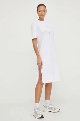 Zdjęcie produktu Armani Exchange sukienka bawełniana kolor biały mini prosta 3DYA70 YJ3RZ