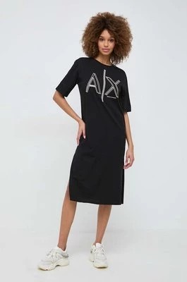 Zdjęcie produktu Armani Exchange sukienka bawełniana kolor czarny mini prosta 3DYA70 YJ3RZ