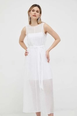 Zdjęcie produktu Armani Exchange sukienka kolor biały maxi rozkloszowana