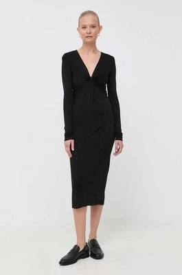 Zdjęcie produktu Armani Exchange sukienka kolor czarny midi dopasowana