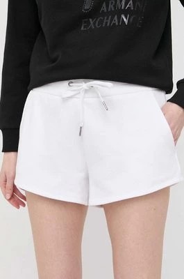 Zdjęcie produktu Armani Exchange szorty damskie kolor biały gładkie high waist 8NYSBA YJE5Z NOS