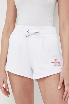 Zdjęcie produktu Armani Exchange szorty damskie kolor biały gładkie high waist
