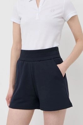 Zdjęcie produktu Armani Exchange szorty damskie kolor granatowy gładkie high waist