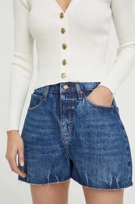 Zdjęcie produktu Armani Exchange szorty jeansowe damskie kolor niebieski gładkie high waist 3DYJ71 Y16EZ