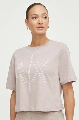 Zdjęcie produktu Armani Exchange t-shirt bawełniany damski kolor beżowy 3DYT06 YJ3RZ
