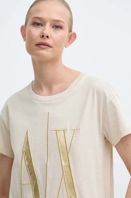 Zdjęcie produktu Armani Exchange t-shirt bawełniany damski kolor beżowy 8NYTMX YJG3Z